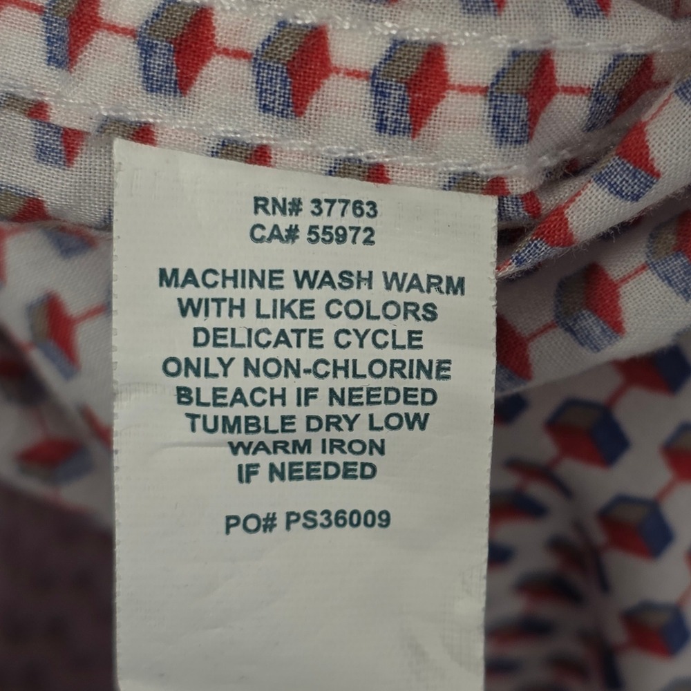 Perry Ellis Mens Button Down Shirt 2X Geometric Print 100% Cotton Casual Comfort - Picture 6 of 12